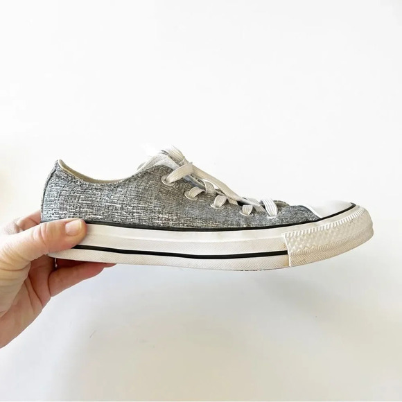 Converse Allstar Silver Sparkle Classic Sneakers Size 6 Women’s Wedding Chucks - Picture 2 of 10